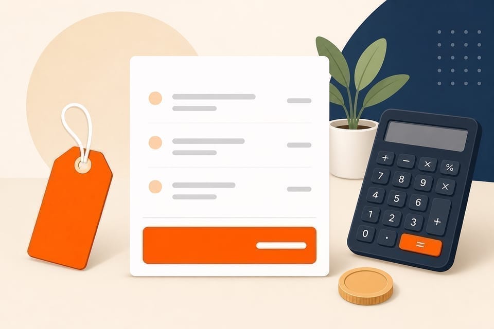 Simple pricing card with a clear highlighted total