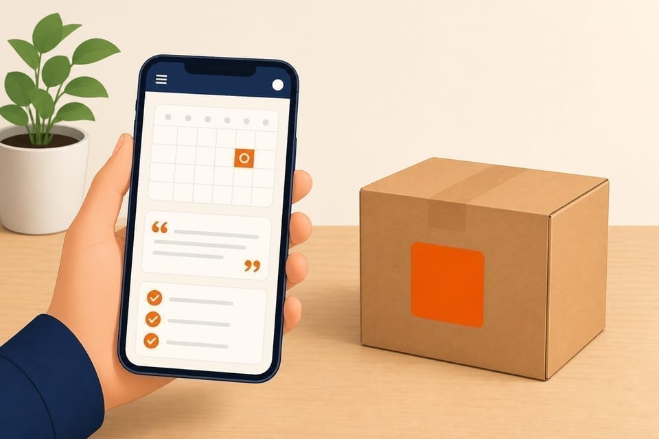 Phone showing a same-day delivery quote with a calendar day highlighted